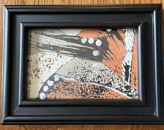 Framed Art, Mixed Media Collage and Acrylic Paint Art Series 1, Home Decor, Housewarming Gift, Shelf Art, Miniature Art