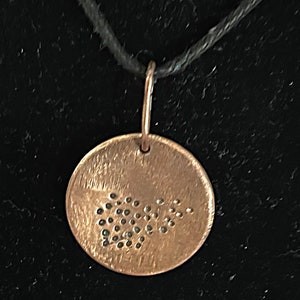 Handcrafted Copper Disk Pendant or Necklace Hammered Textured