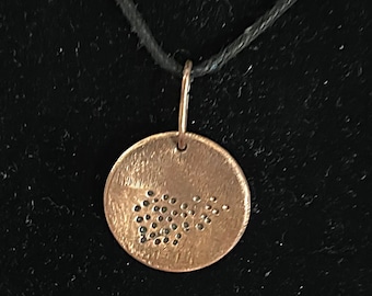 Handcrafted Copper Disk Pendant or Necklace Hammered Textured