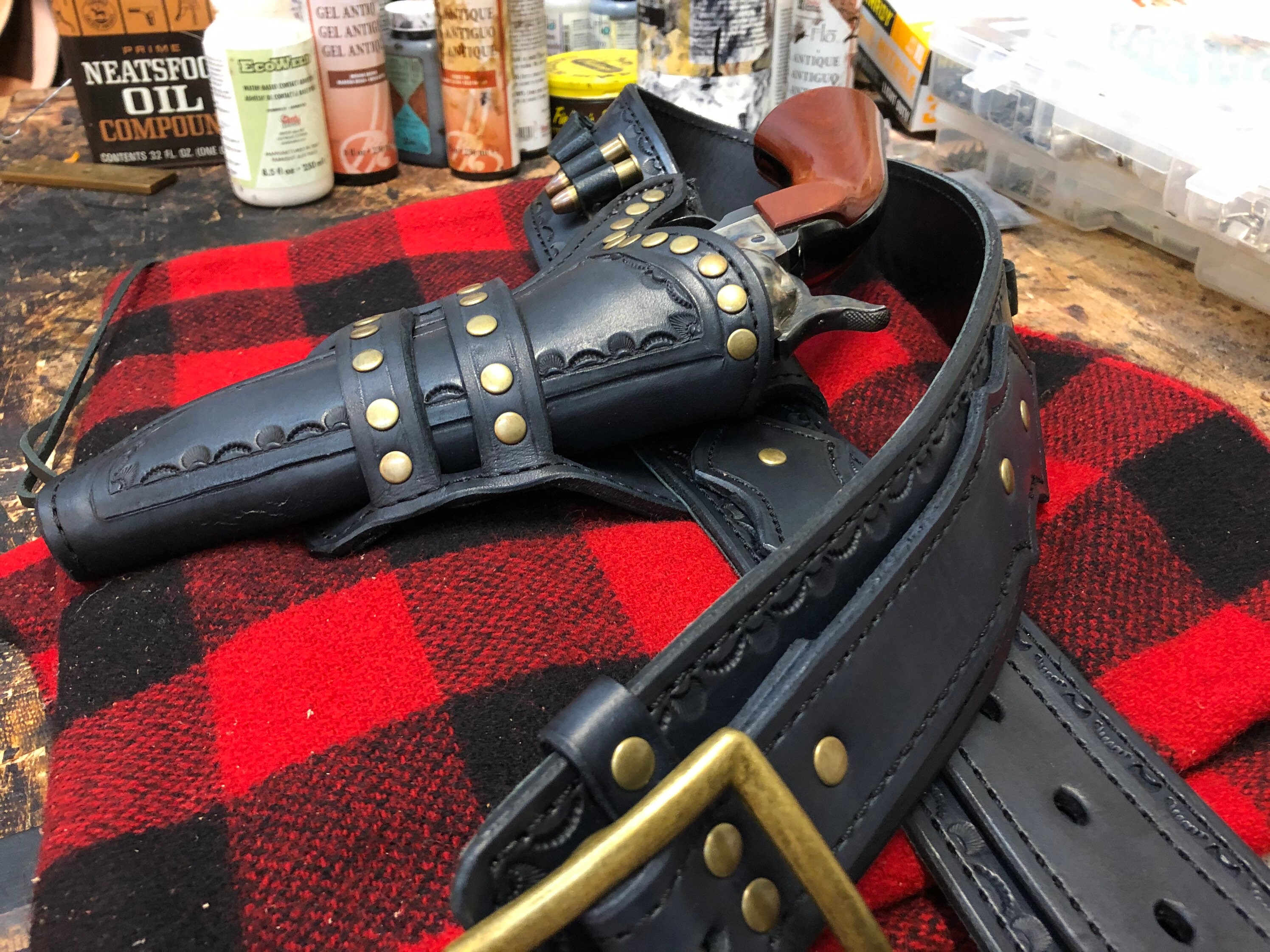 Custom Made Hand Tooled Western Gun Belt and Holster the Sun Etsy