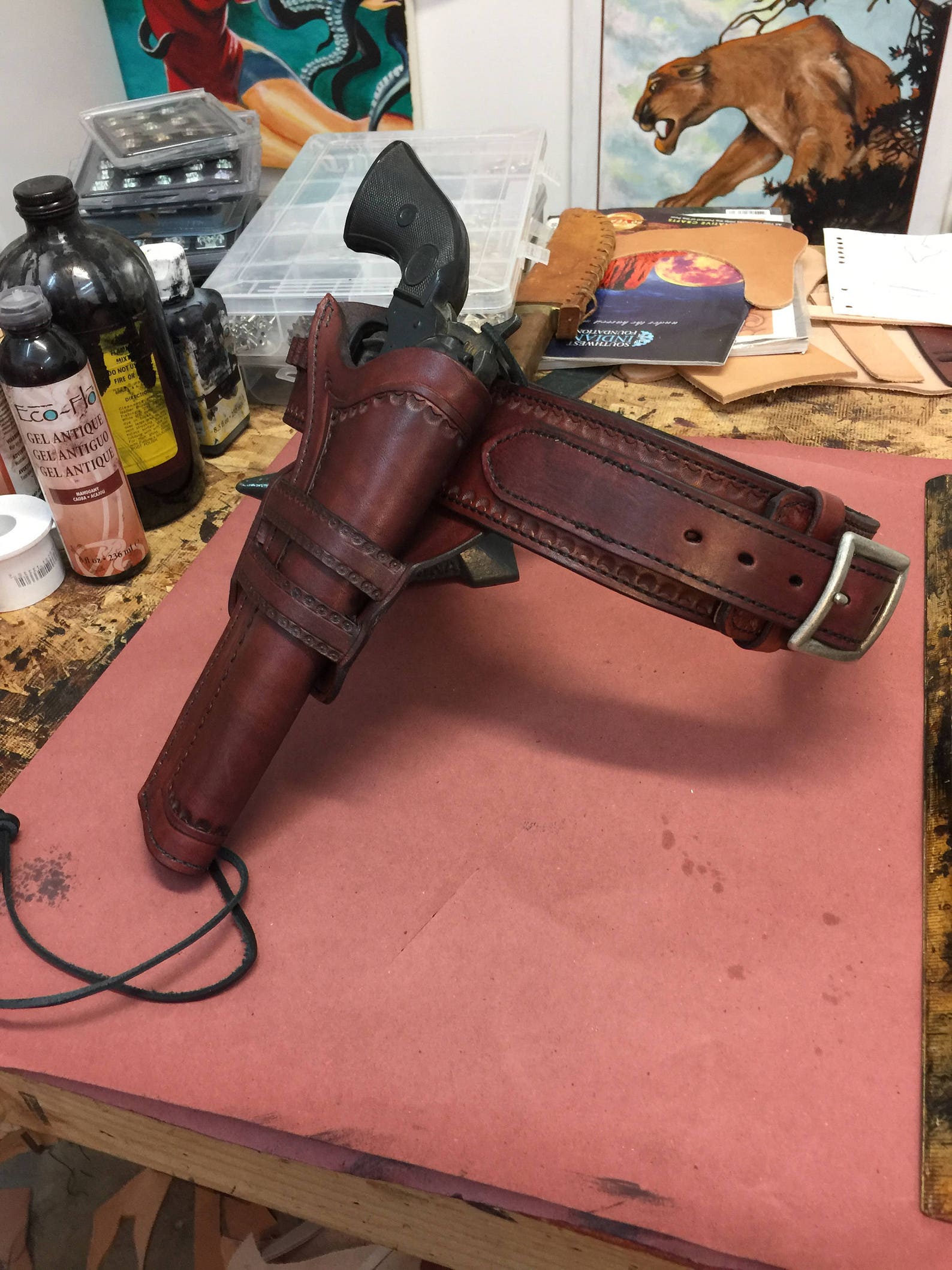 Western Holster and Gun Belt Combo Hand Tooled Cowboy Action Etsy