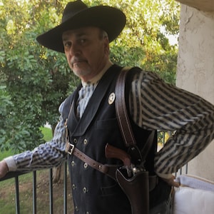 Doc Holliday Tombstone shoulder holster in dark brown Cowboy Action