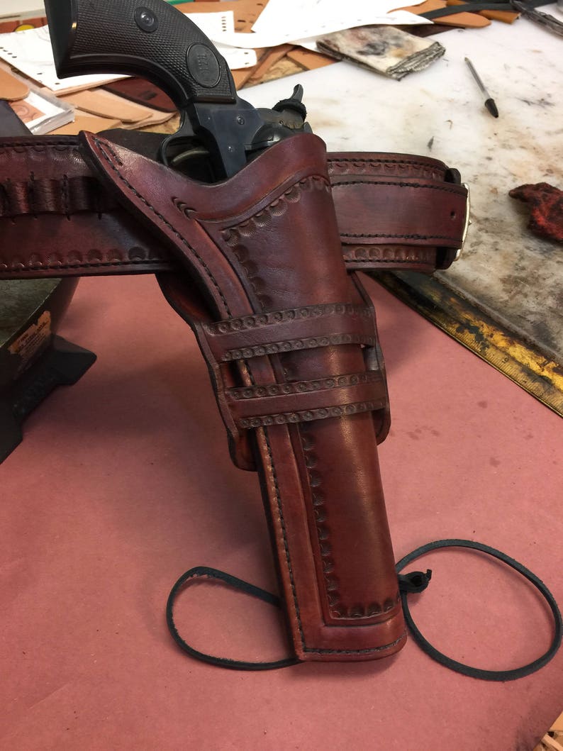 Western Holster and Gun Belt Combo Hand Tooled Cowboy Action Etsy