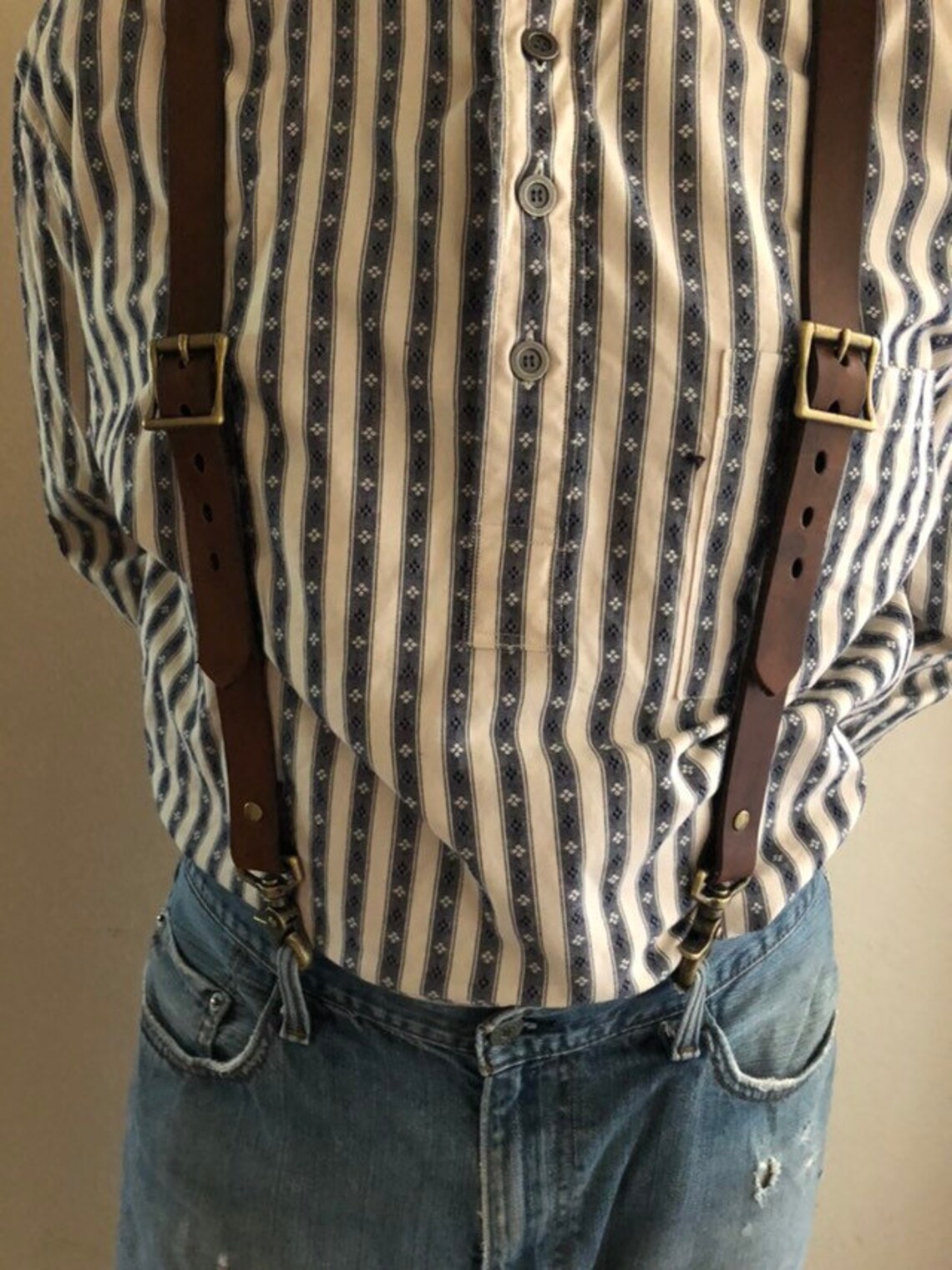 Cowboy Leather Suspenders Handmade Cowboy Action Etsy