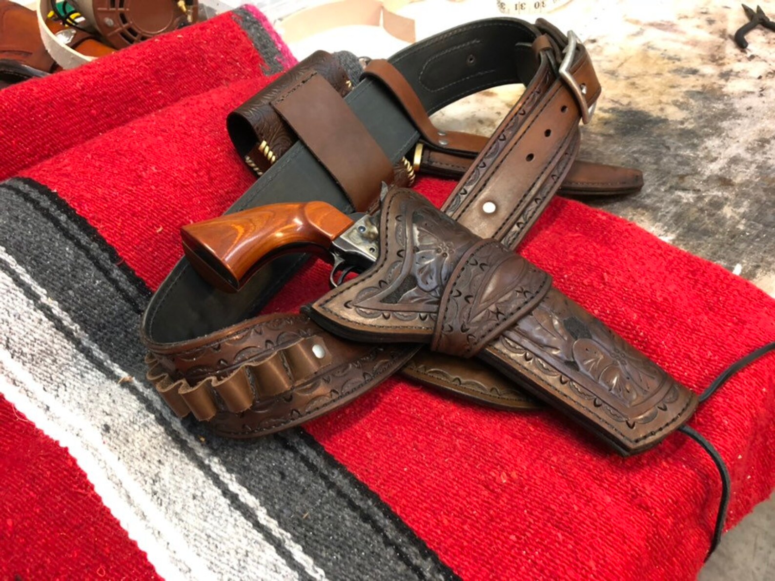 Custom Gun Belt an holster Hand of God rig hand tooled cowboy Etsy
