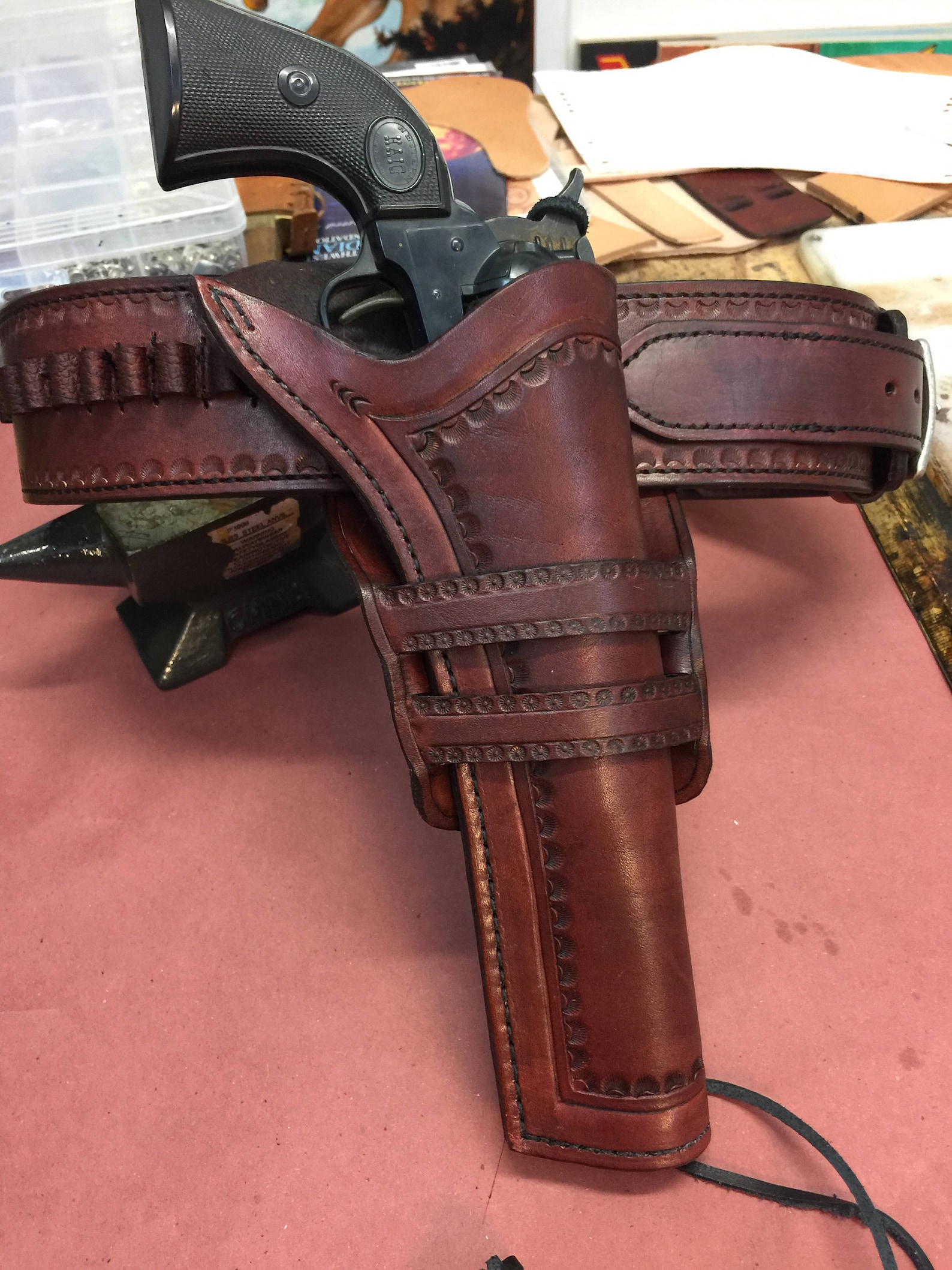 Western Holster and Gun Belt Combo Hand Tooled Cowboy Action Etsy