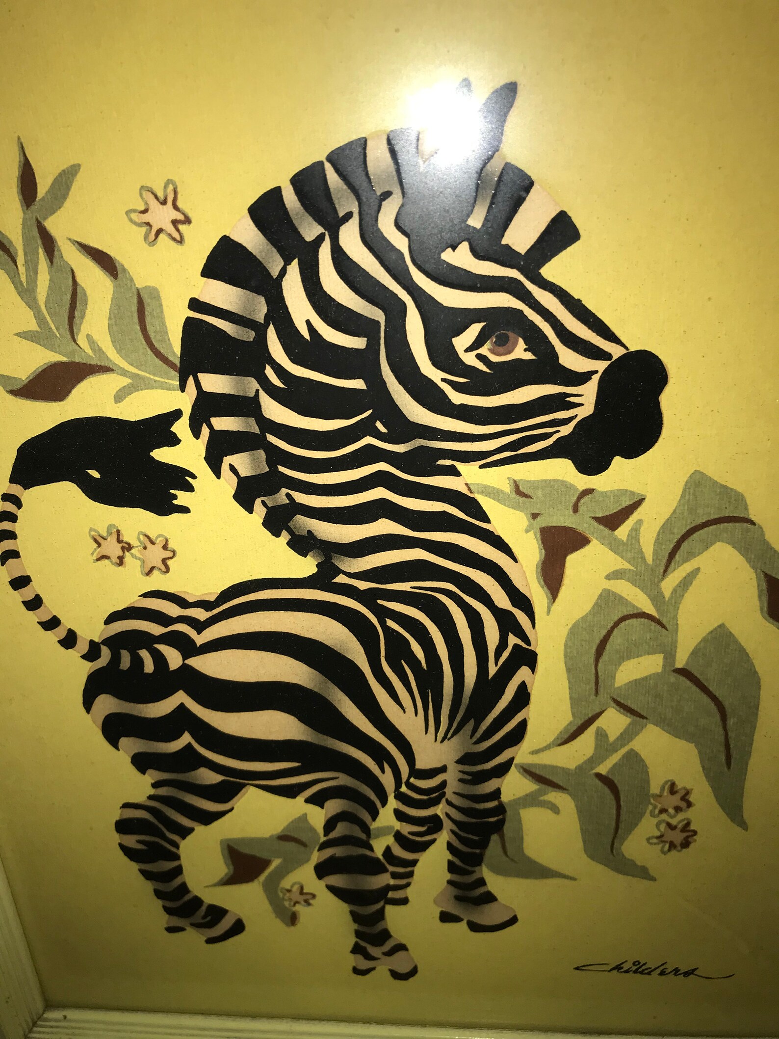 2 Vntg Mid Century Litho Art Prints Zebras signed Childers Etsy