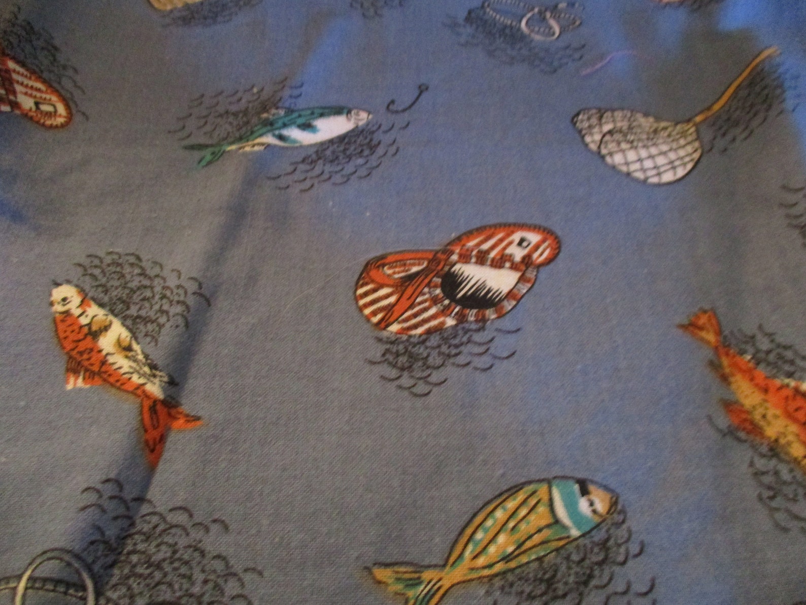 General Fabrics Fishing Theme Fabric With Solid Blue Etsy