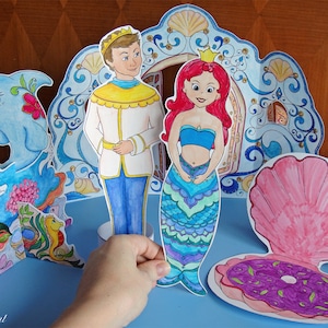Magical Mermaid World / Un set di giocattoli di carta / Lavoretti di carta stampabili da colorare per bambini