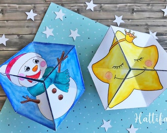 Kaleidocycle Bundle | "Emotional Christmas & Winter", "Christmas and Winter" and "Thanksgiving" to color and craft