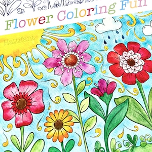 Cartel para colorear GIGANTE / Flores de primavera y verano - Descarga instantánea