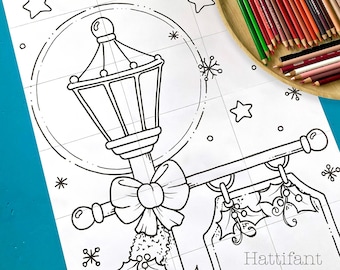 GIANT Poster | Christmas Lamp Post Sign to Color - Instant Download