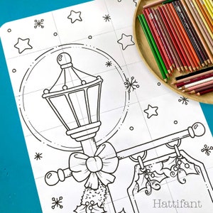 GIANT Poster | Christmas Lamp Post Sign to Color - Instant Download