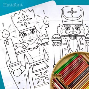 Nutcracker & Christmas Angel Posters to Color | Medium Size | Instant Download