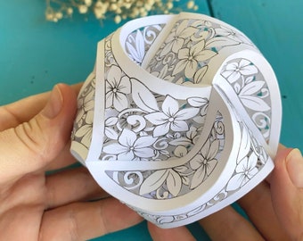 Globo de papel Triskele PAPERCUT (a mano) - Patrón FLORAL - Licencia personal
