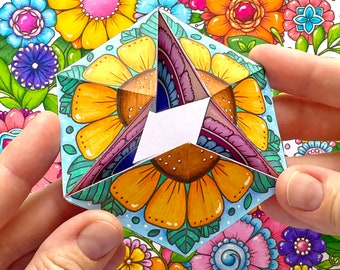 Paper Toy | Flower Kaleidocycles / Flextangles - a Paper Craft to Color & Play with | Instant Download
