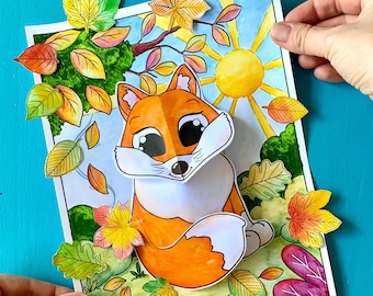 Autumn Craft | 3D Woodland Animal Collages Fox Hedgehog Owl - instant download incl. instructions