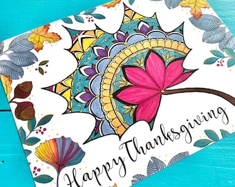 Thanksgiving Mandala Autumn Leaves & Placemat Coloring Page BUNDLE | Instant Download