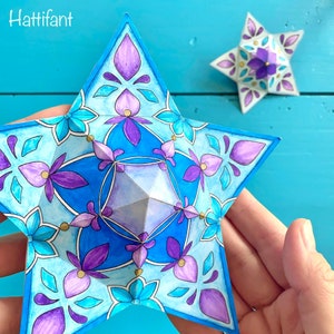 3D Star Ornaments to Color, craft and decorate your home for Christmas