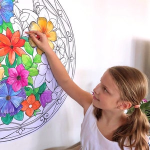 Poster GIGANTE / Mandala floreale da COLORARE