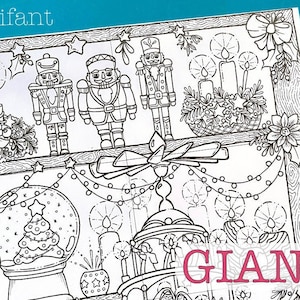 Affiche géante | Affiche d'étal de marché de Noël à colorier | Format GÉANT - 48 pages | Téléchargement instantané