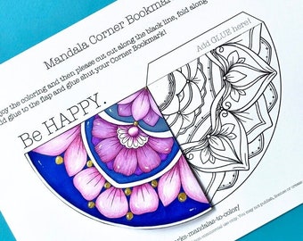CORNER BOOKMARK | Mandalas to Color & Craft - Instant Download