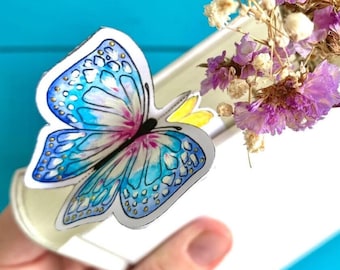 Marcapáginas inspiradores de flores y mariposas primaverales en 3D para colorear y crear/Artesanía con papel