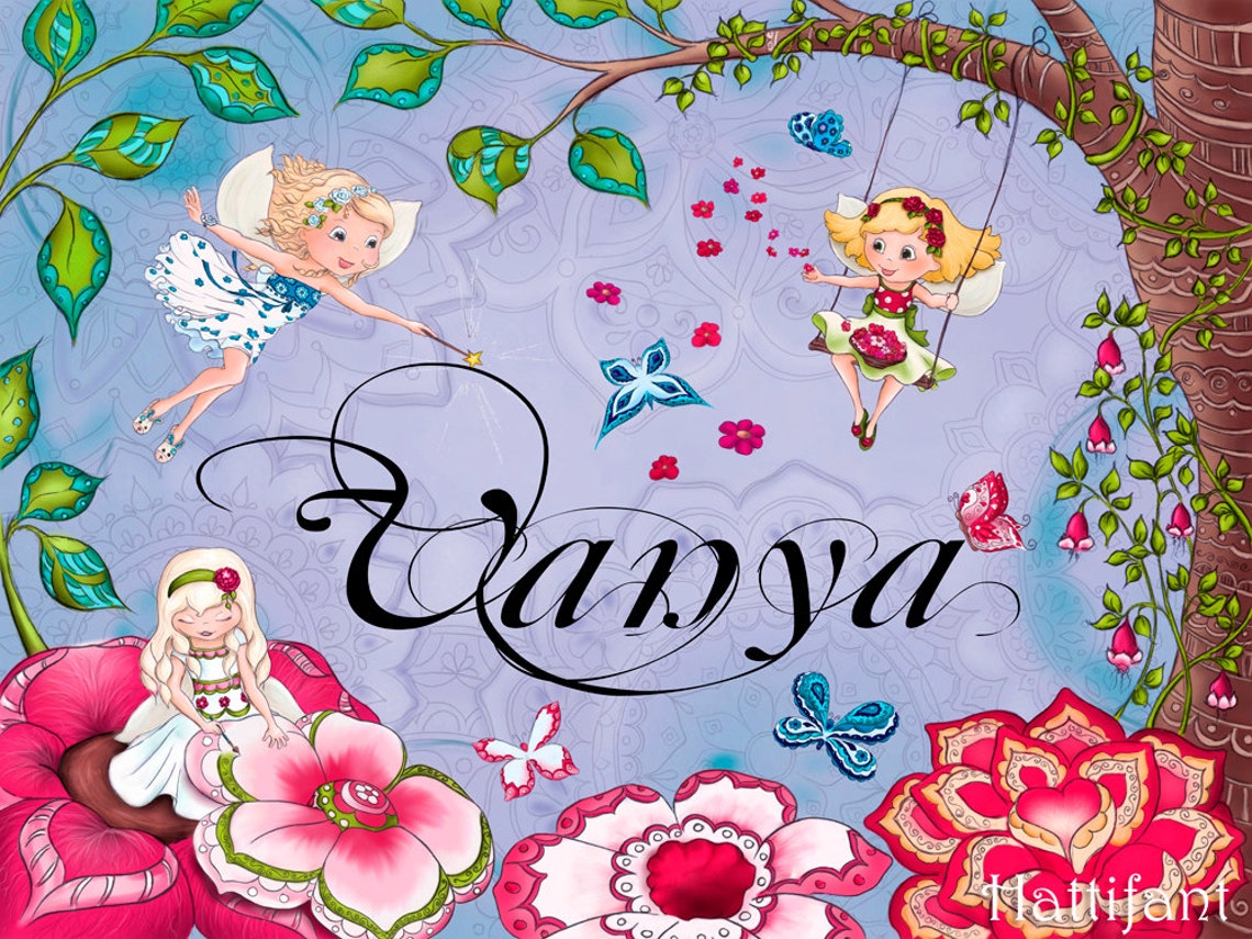 Baby Girl Nursery Wall Decal Personalized Name Décor Art Print Fairies ...
