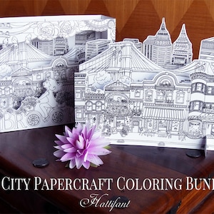 Cidade 3D Papercraft para COLORIR - Inspirado no Brooklyn