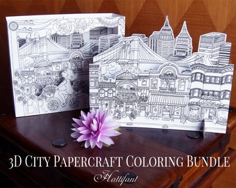 3D City Papercraft to COLOR - Brooklyn Inspired