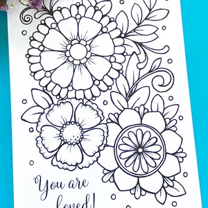 Coloring Pages & Post Cards Flower Tangles to Color Instant Download image 7