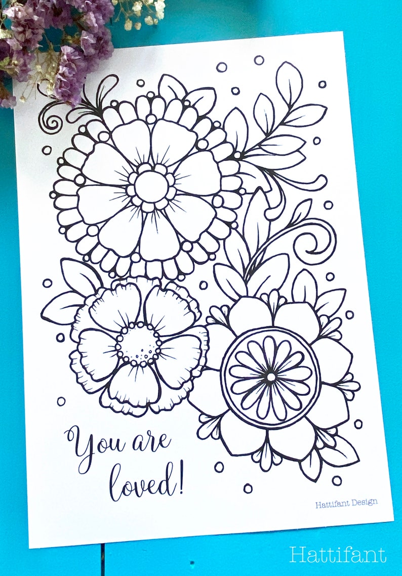 Coloring Pages & Post Cards Flower Tangles to Color Instant Download image 7