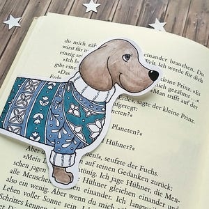Dachshund Bookmark - Coloring Page - Greeting Card - Christmas Craft ...
