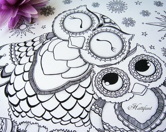 Cutest Mama & Baby Owl Coloring Page Bundle