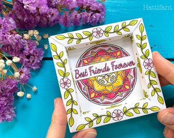 3D FRAMES | Best Friend&#39;s Forever - Thank You - Valentine&#39;s Day Greetings to Color