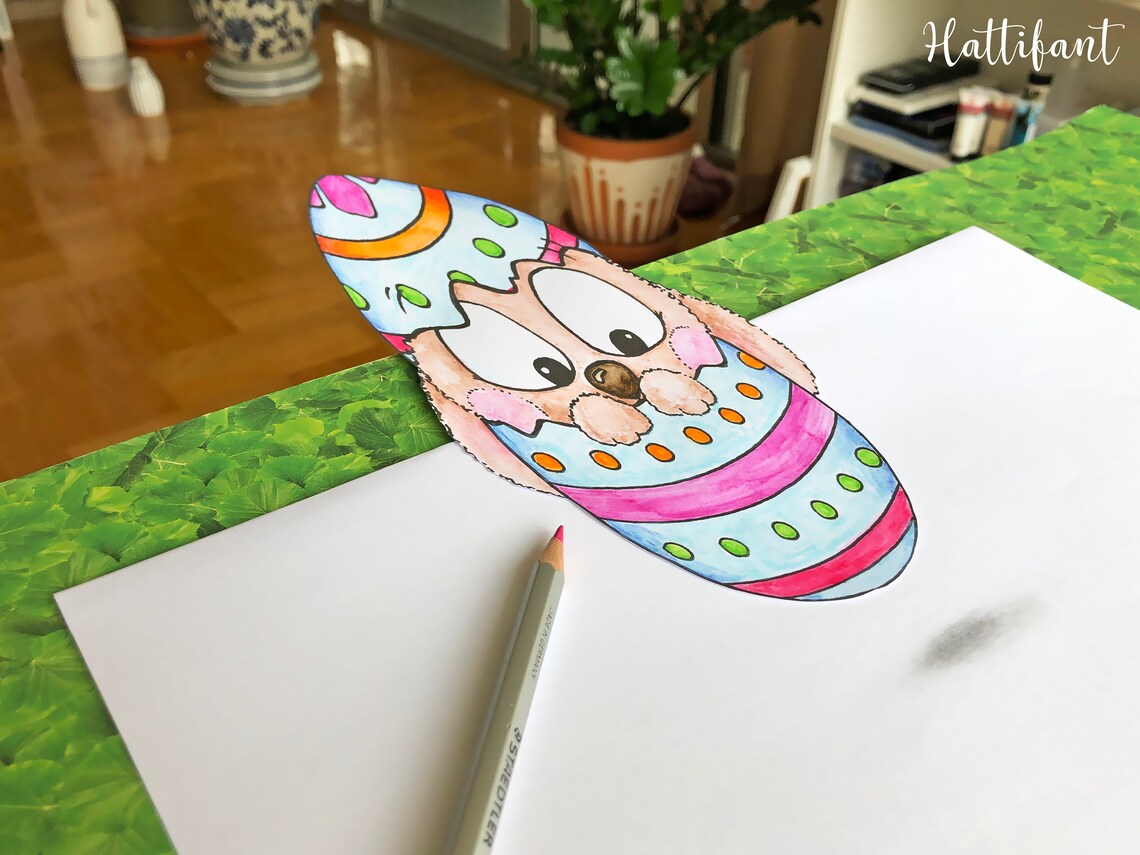 Anamorphic Easter Bunny Coloring Pages optical illusion | Etsy