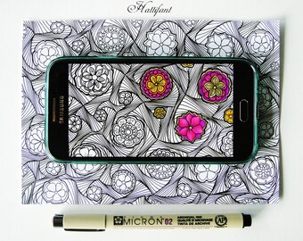 Doodle with Hattifant - Flower Swirl Pattern - Templates and Video Tutorial - A4 European Format only