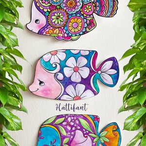 DECORATION Fish Coloring Pages to create Sun Catchers, Mobiles, Garlands and Wall Art image 4