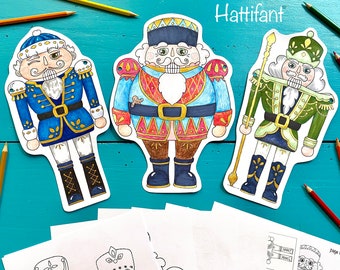 Nutcracker Coloring Pages, Bookmarks, Ornaments, Gift Tags and more to DIY | Instant Download