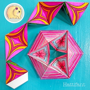 Brinquedo de Papel | Kaleidocycles / Flextangles Patterns I Series - um Paper Craft para Colorir e Brincar | Download Instantâneo