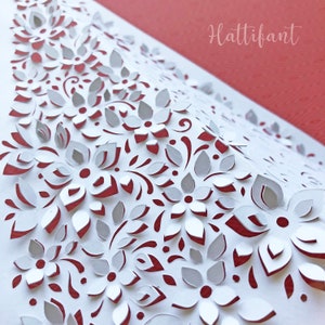 3D Paper Cut 3D Christmas Tree Luminary with flower & leaf pattern to cut by hand image 8