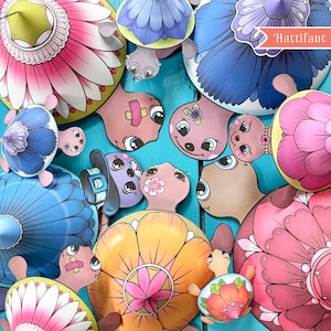 Famiglia di tartarughe con fiori - Carta 3D - Download immediato
