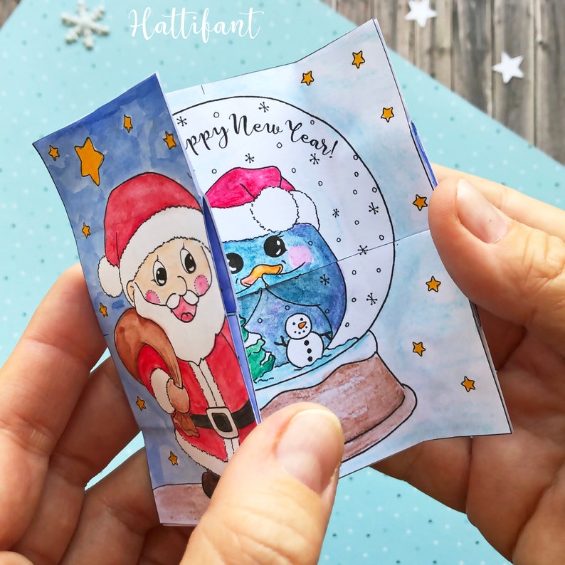 Cartes de Noël sans fin à colorier et à fabriquer image 1