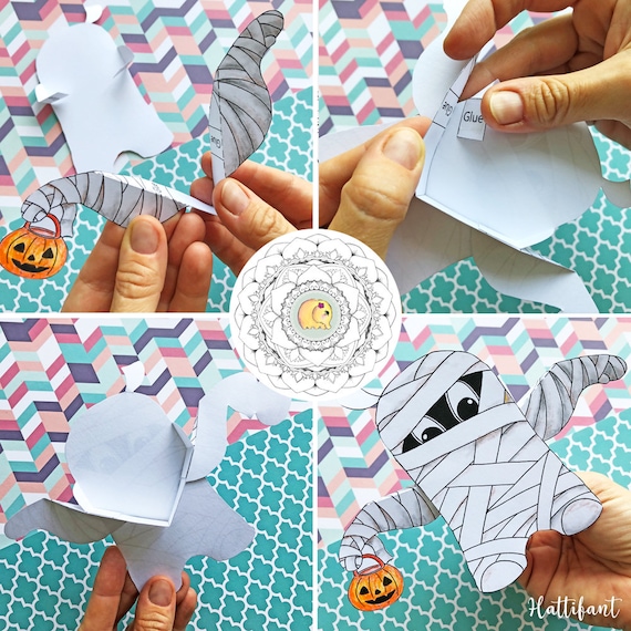 HALLOWEEN 3D Moving Paper Toy Bat, Ghost, Mummy With Flapping Arms