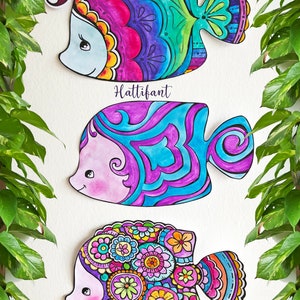 DECORATION Fish Coloring Pages to create Sun Catchers, Mobiles, Garlands and Wall Art image 3