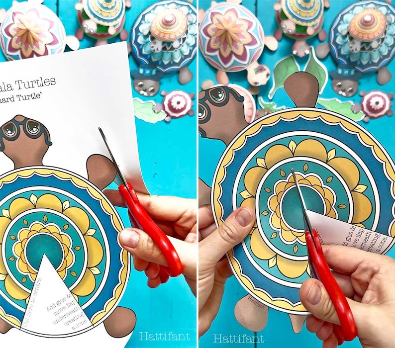 Mandala Turtle Family - 3D Paper Craft - Instant Download - Etsy