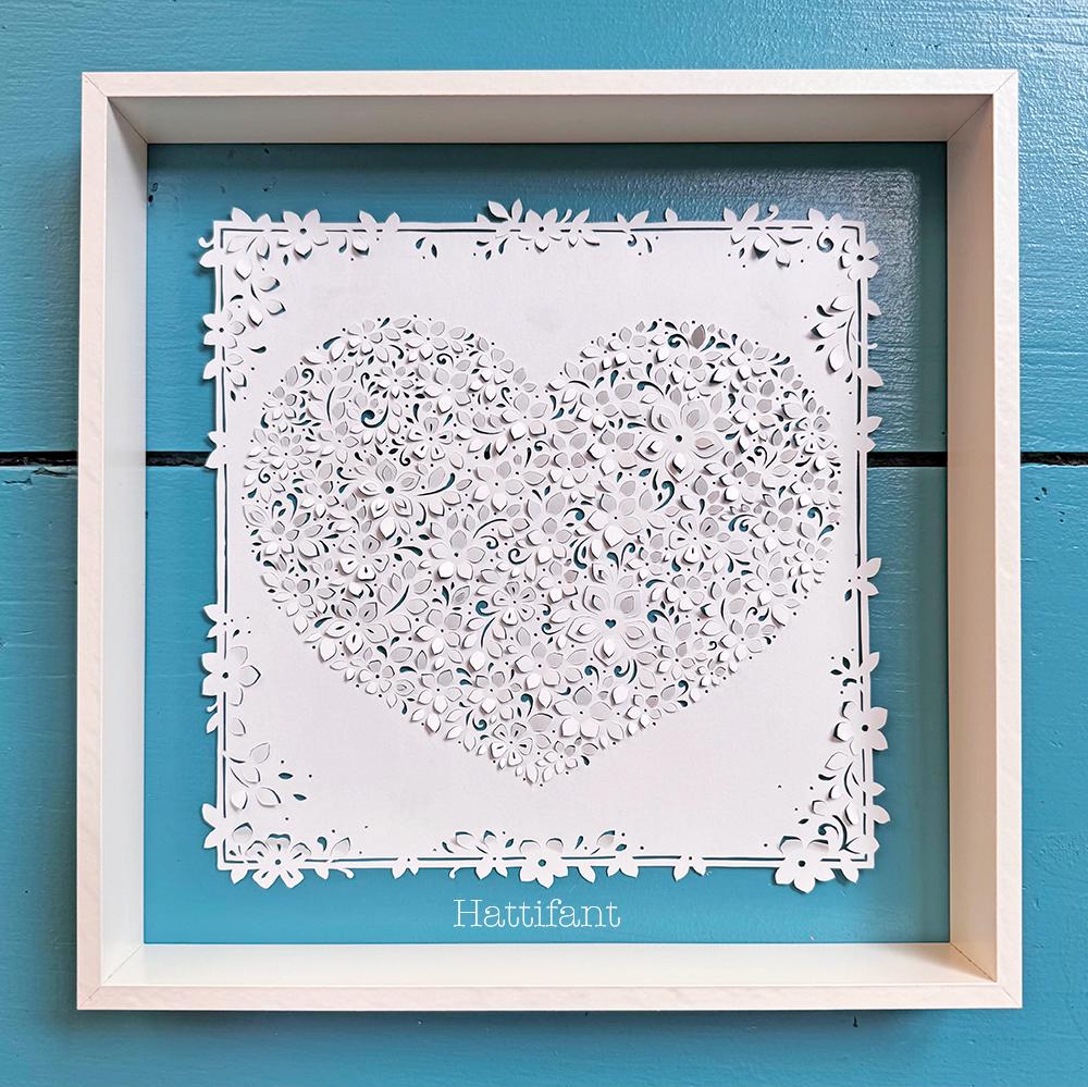 3D Flower Heart Paper Cut