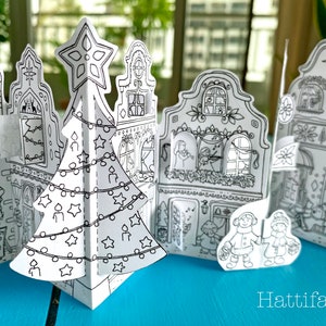 ADVENT CALENDAR Christmas Town to color and craft image 1