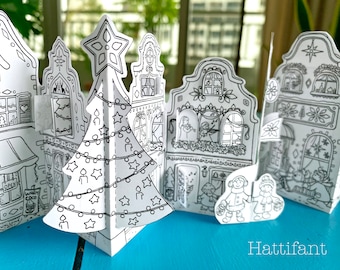 ADVENT CALENDAR | Christmas Town to color and craft