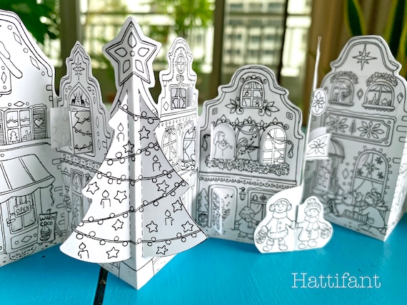ADVENT CALENDAR | Christmas Town to color and craft